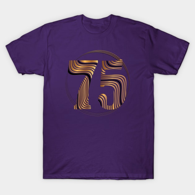 Number 75 Maglietta Golden wave effect T-Shirt by Nobiya